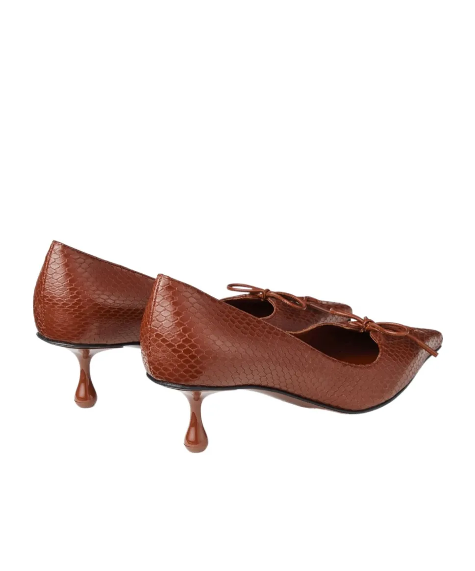 50Mm Scarlett Lace-Up Snakeskin-Effect Pumps