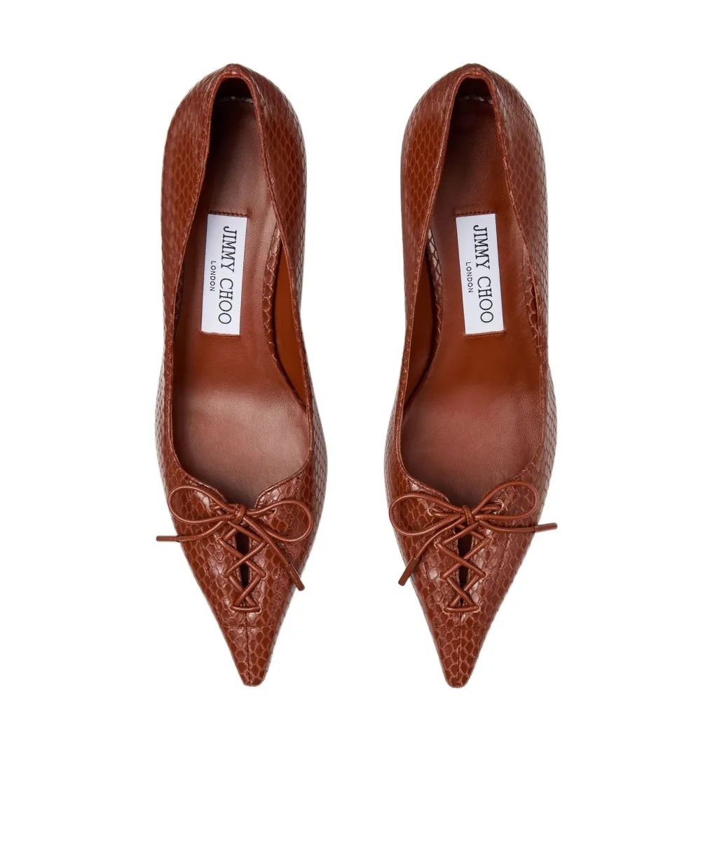 50Mm Scarlett Lace-Up Snakeskin-Effect Pumps