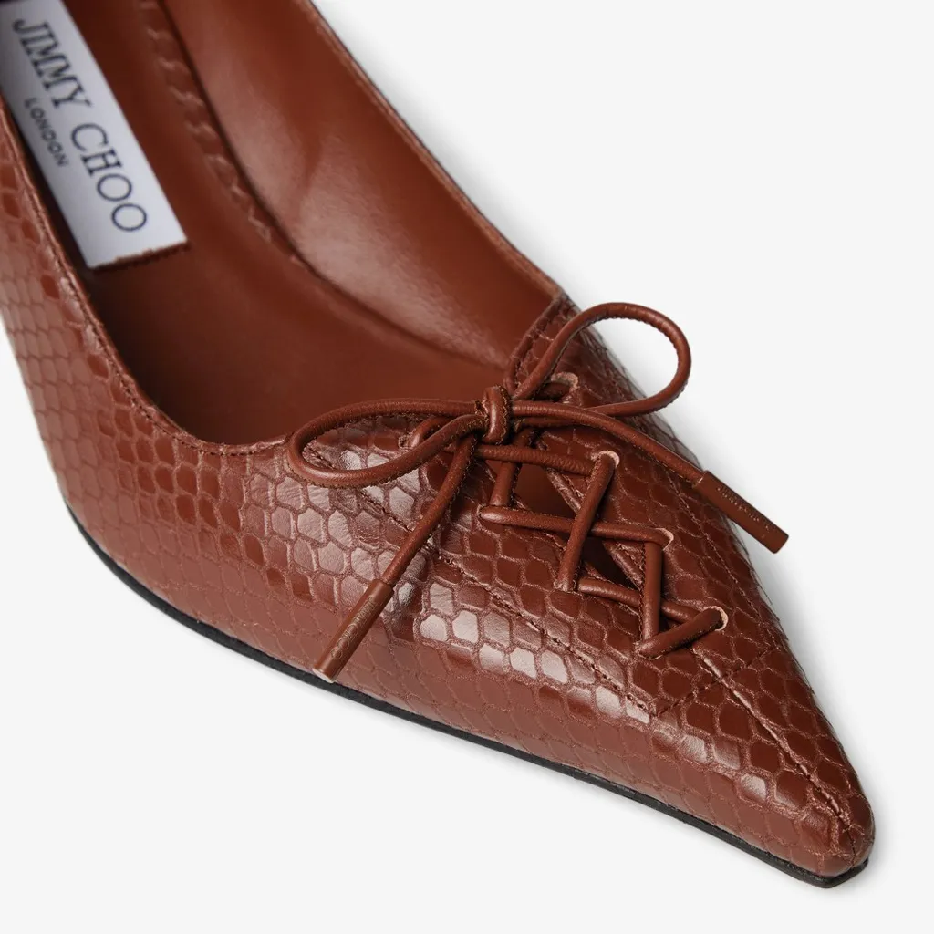 50Mm Scarlett Lace-Up Snakeskin-Effect Pumps