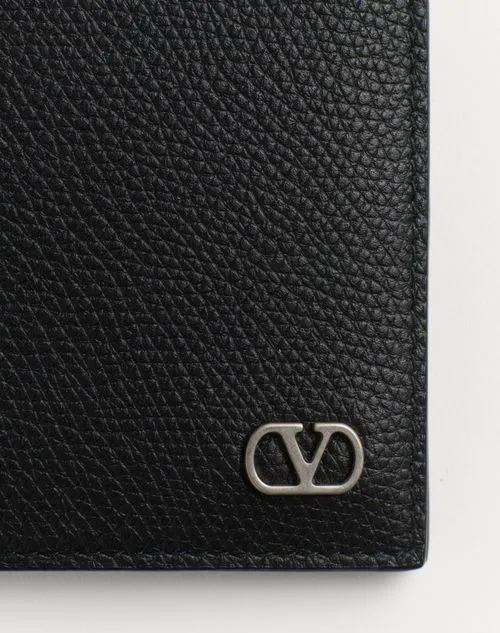 Valentino Garavani Vlogo Signature Grainy Calfskin Wallet