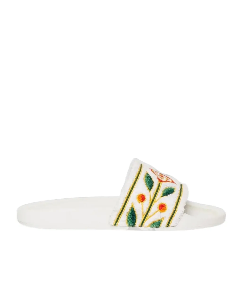 Casablanca Logo Detailed Terry Slides