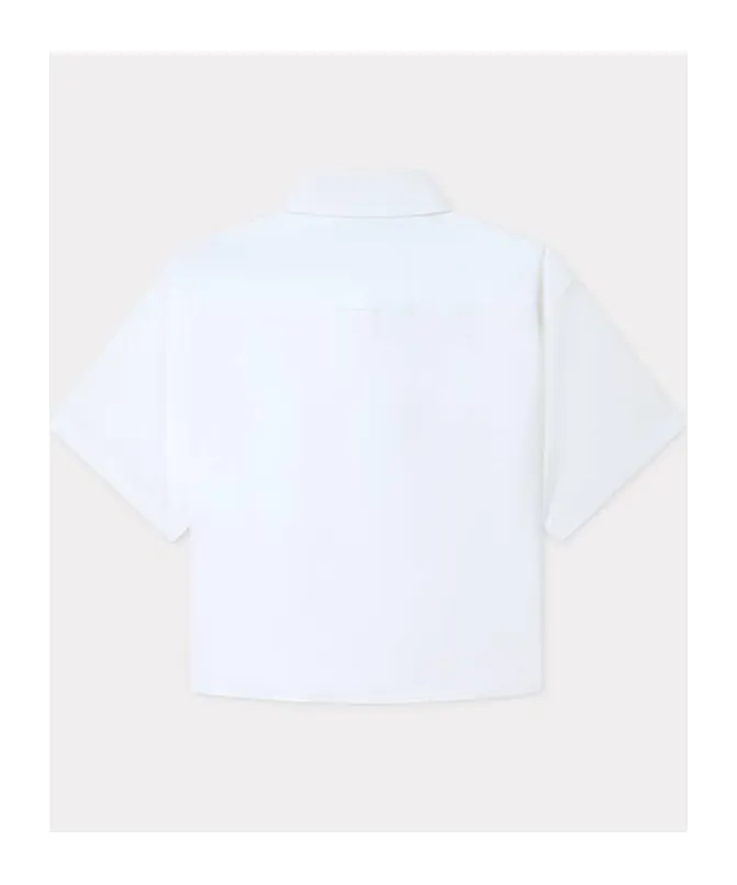 Short Dropped Shoulders Shirt In Cotton Poplin Boke Flower 2.0