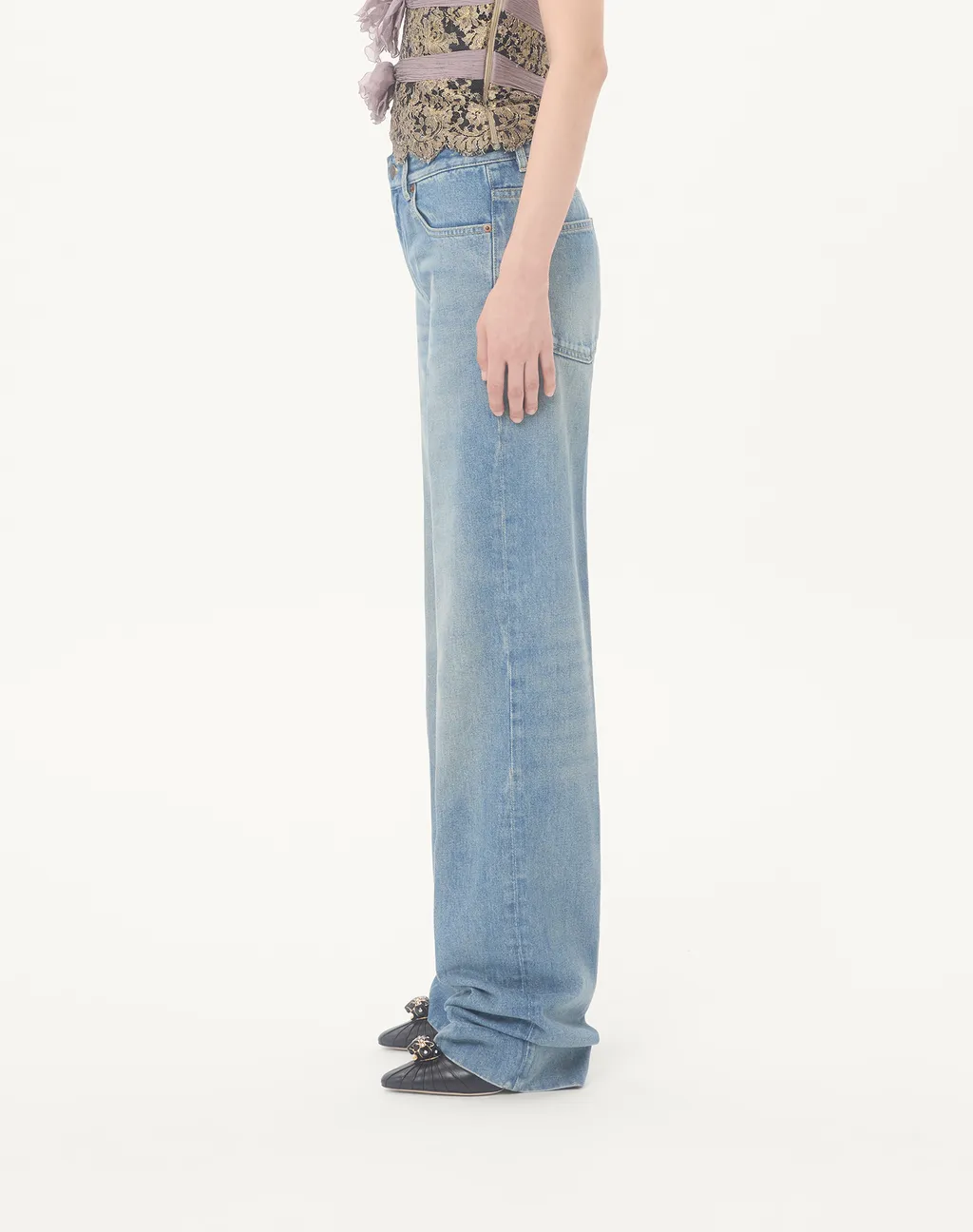 Valentino Logo Patch Straight Leg Jeans