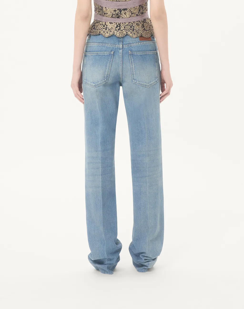 Valentino Logo Patch Straight Leg Jeans