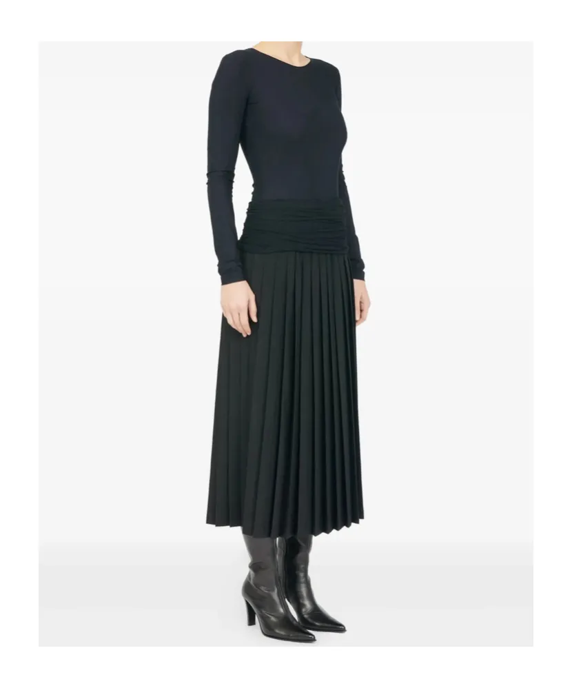 Mm6 Maison Margiela Mid-Rise Pleated Midi Skirt