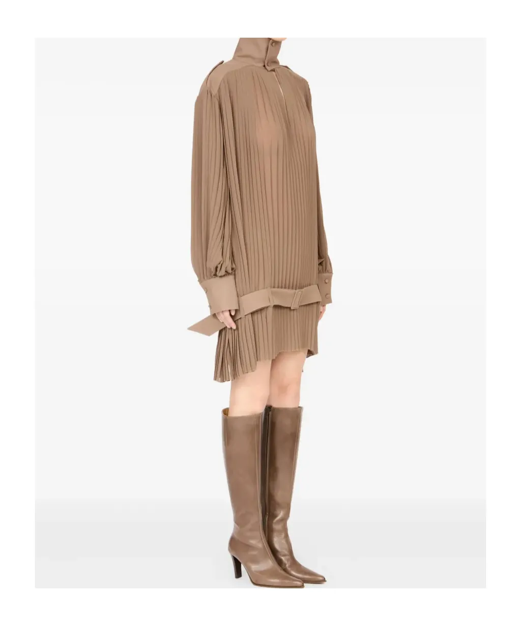 Mm6 Maison Margiela High-Neck Pleated Mini Dress