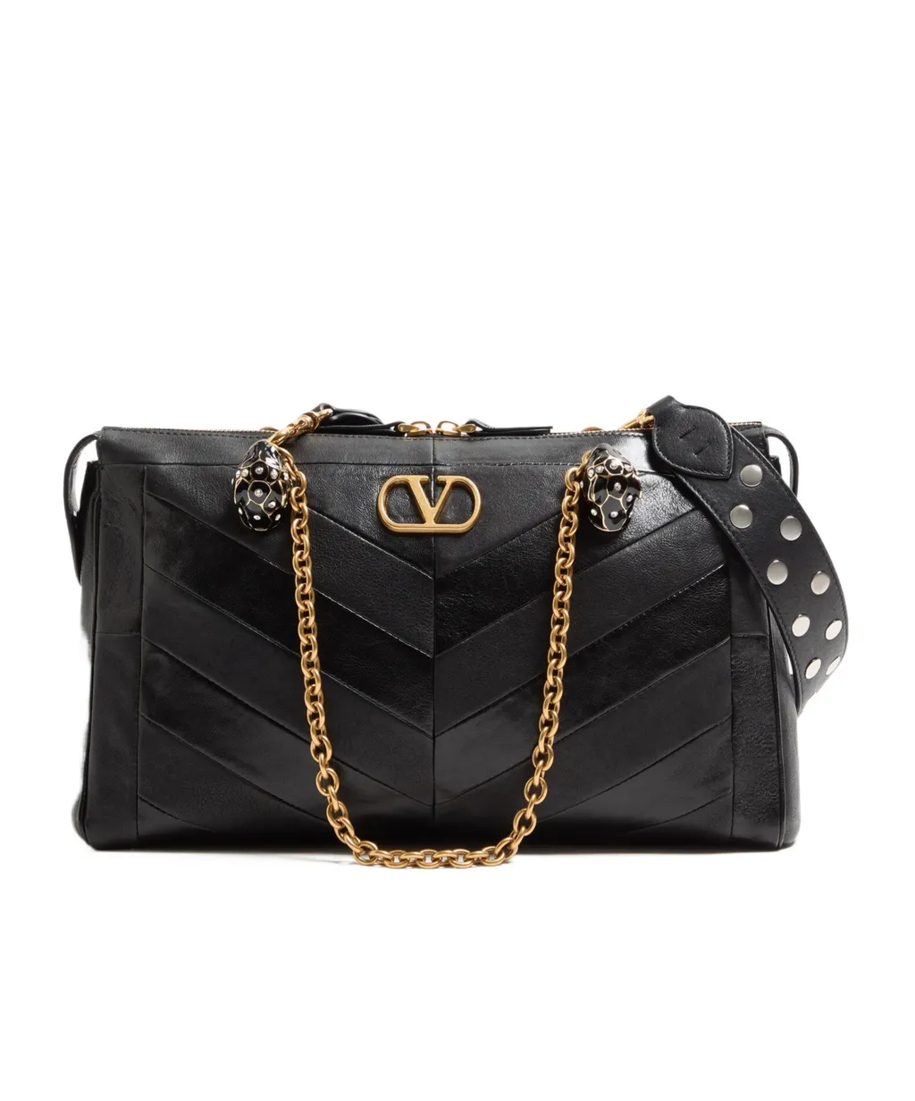 Valentino Panthea Logo Plaque Quilted Shoulder Bag