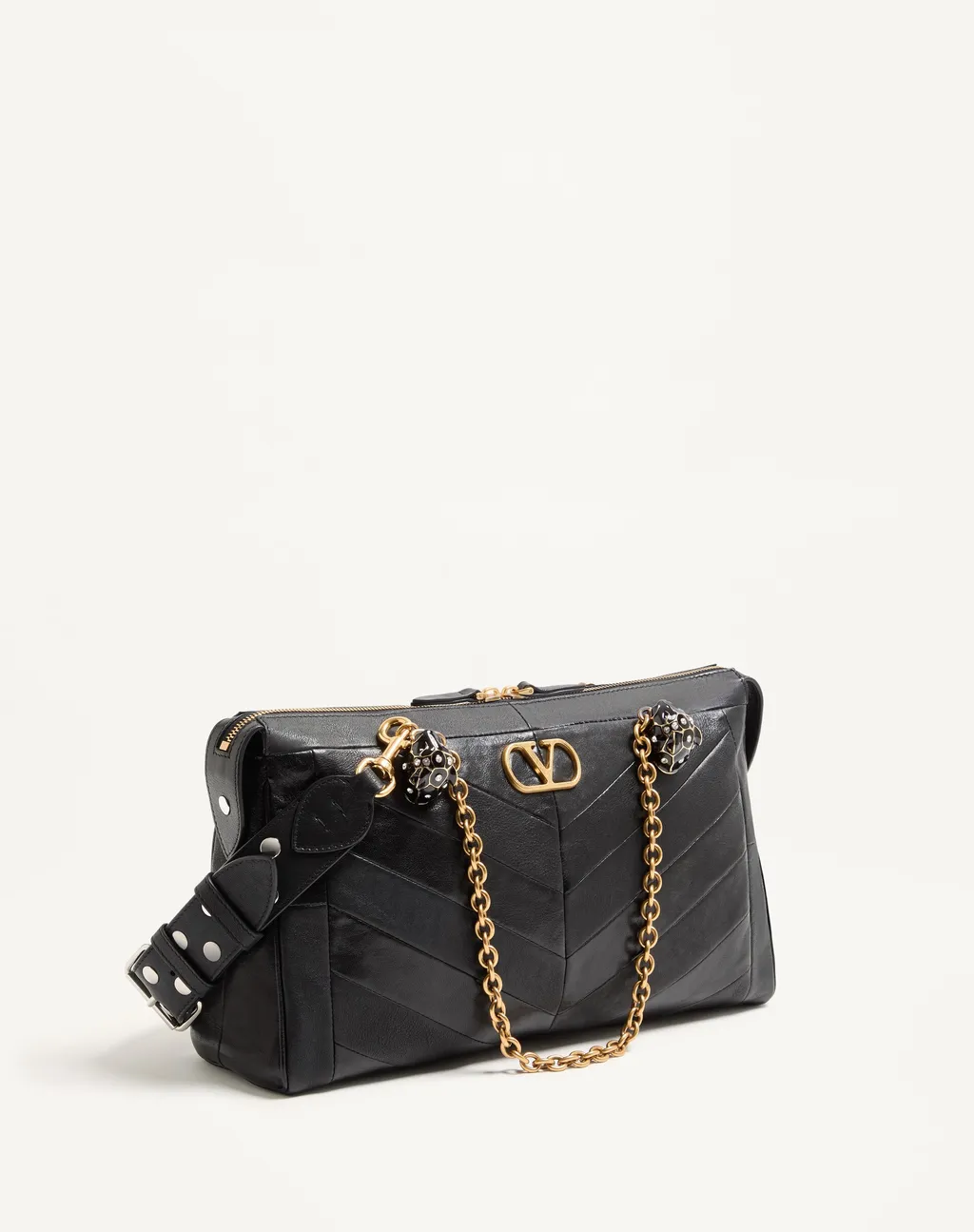 Valentino Panthea Logo Plaque Quilted Shoulder Bag