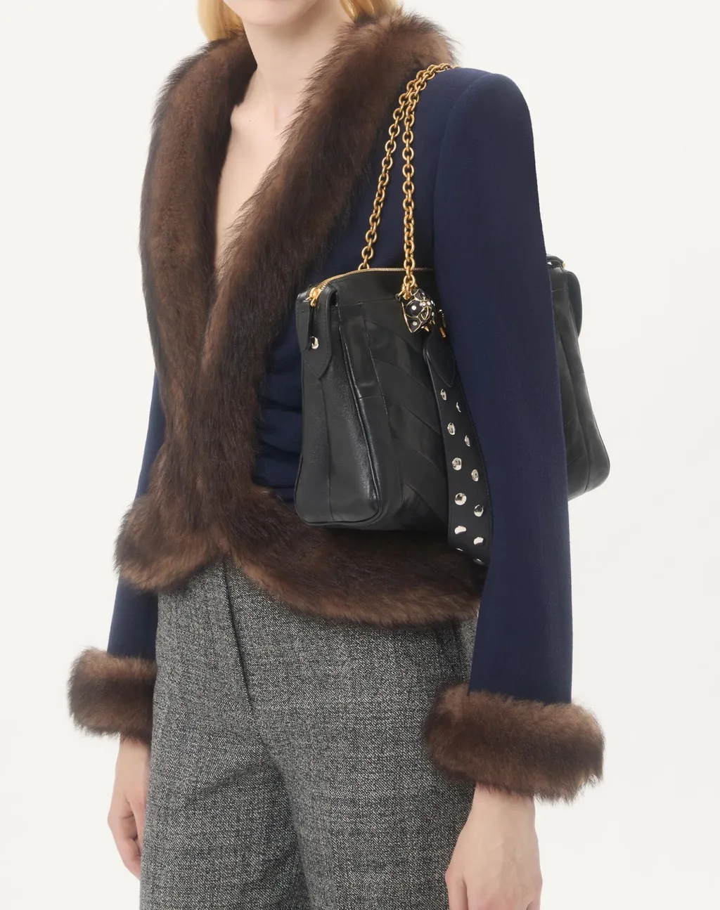 Valentino Panthea Logo Plaque Quilted Shoulder Bag
