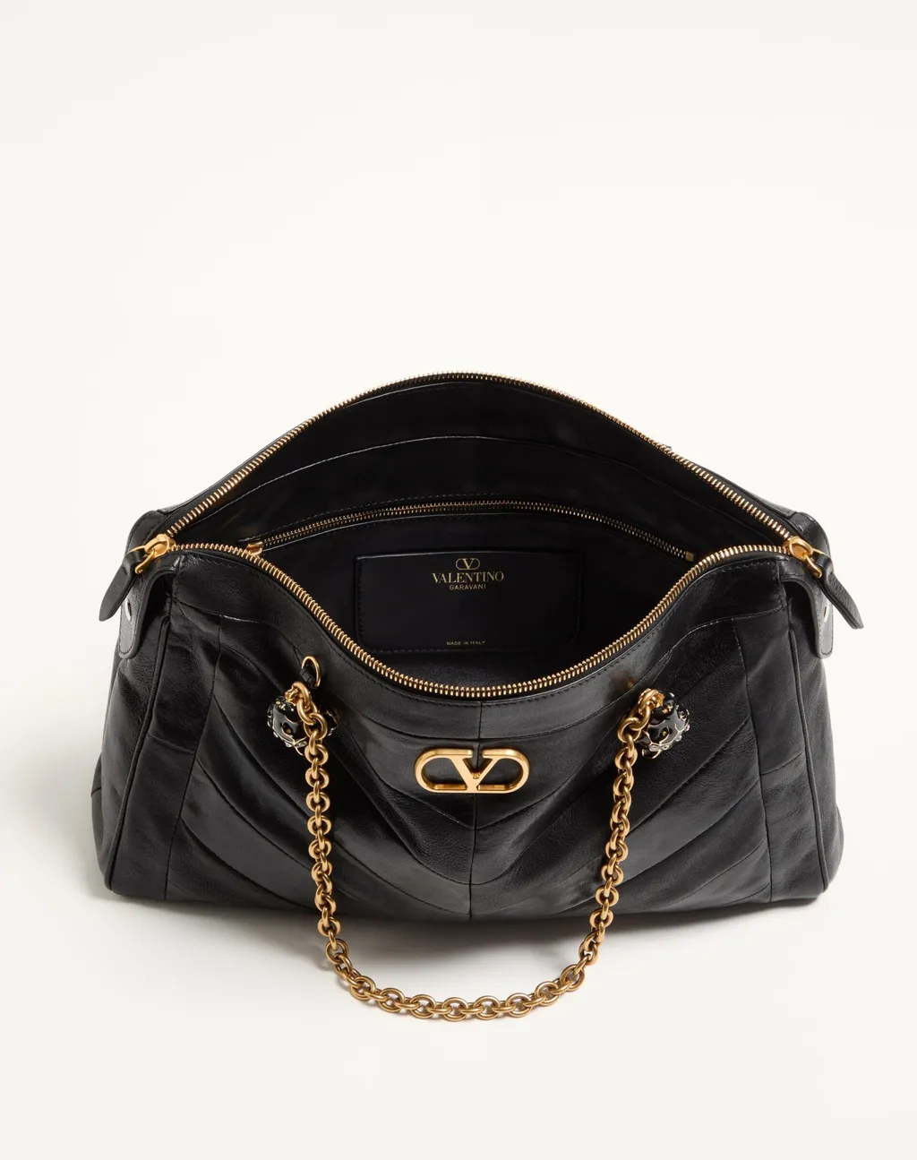 Valentino Panthea Logo Plaque Quilted Shoulder Bag