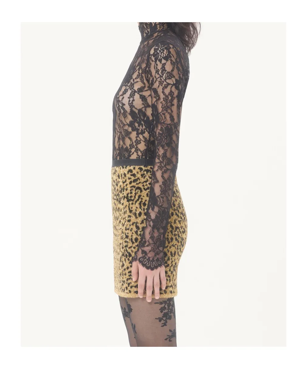 Valentino Lace Detailed Mock Neck Bodysuit
