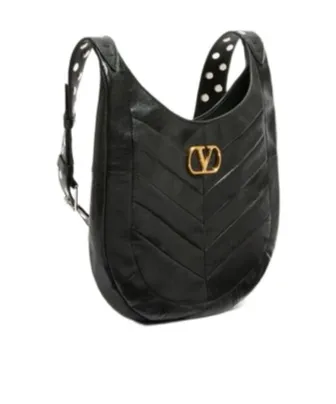 Valentino Garavani Hoboho Small Hobo Bag In Chevron-Patterned Nappa Leather