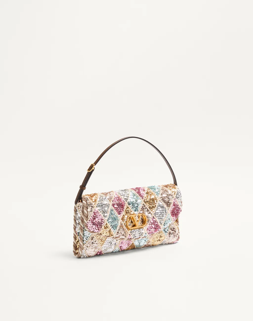 Valentino Vain Soft Embellished Foldover Top Small Shoulder Bag