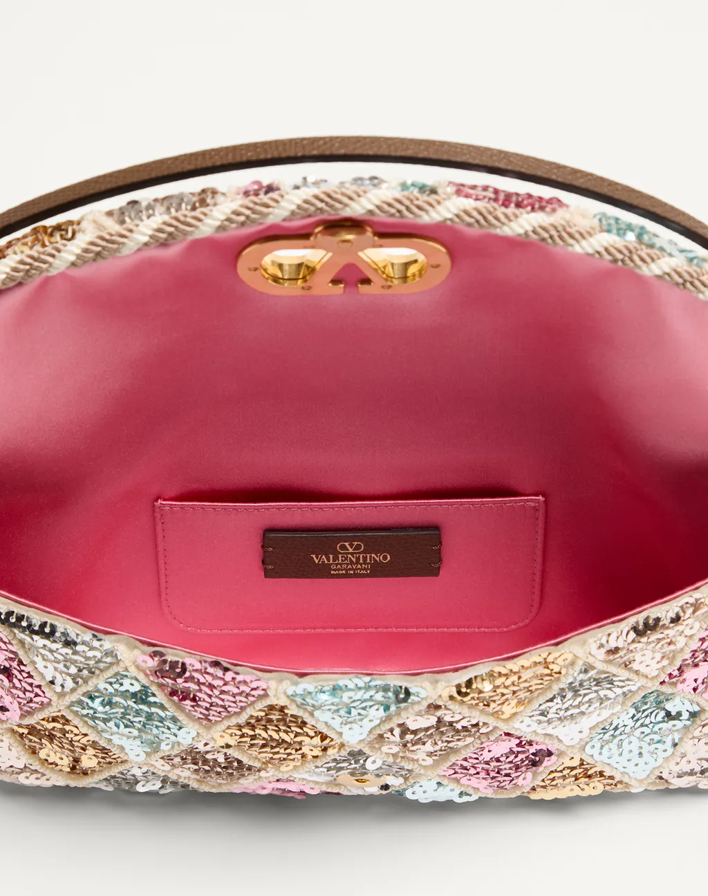 Valentino Vain Soft Embellished Foldover Top Small Shoulder Bag