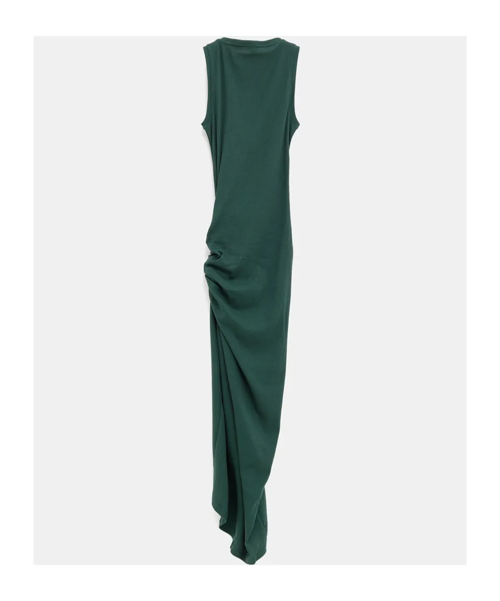 Draped Fine-Ribbed Dress