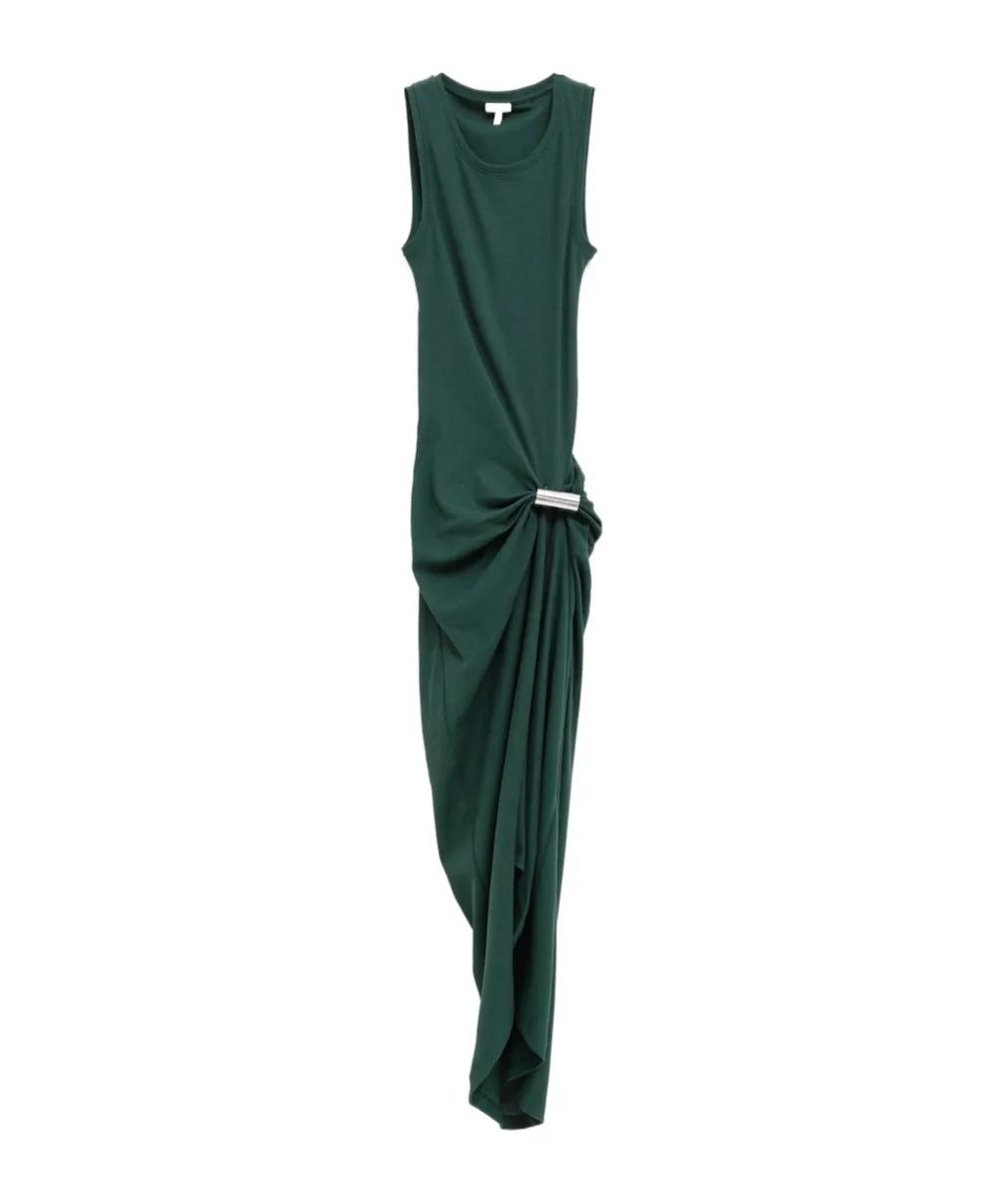 Draped Fine-Ribbed Dress
