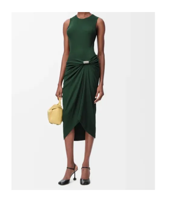 Draped Fine-Ribbed Dress