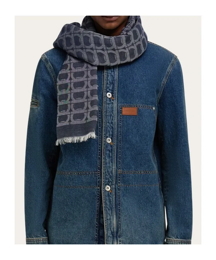 Ferragamo Gancini Frayed-Edge Scarf