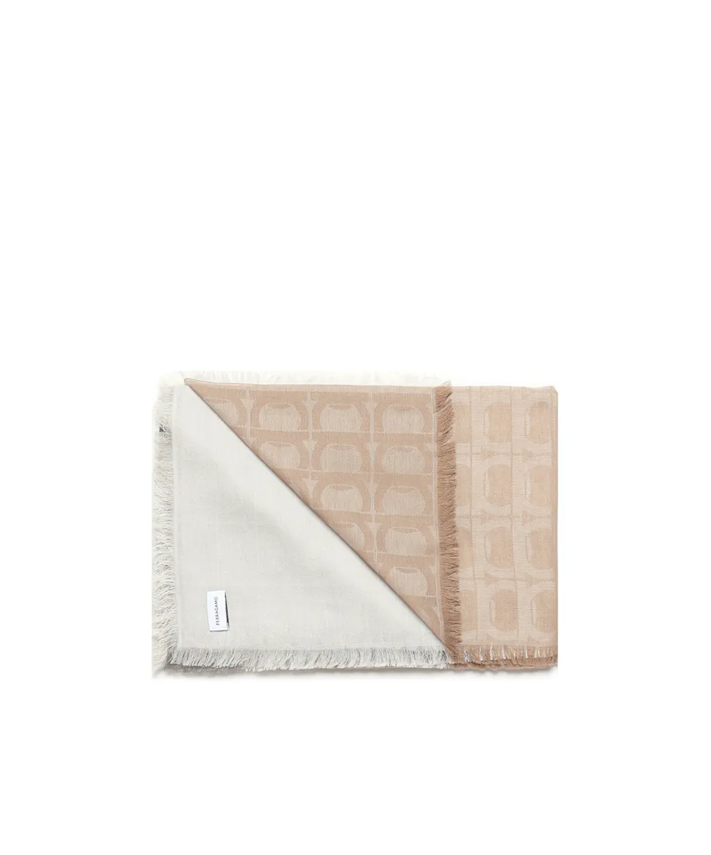 Ferragamo Gancini Jacquard Frayed-Edge Scarf