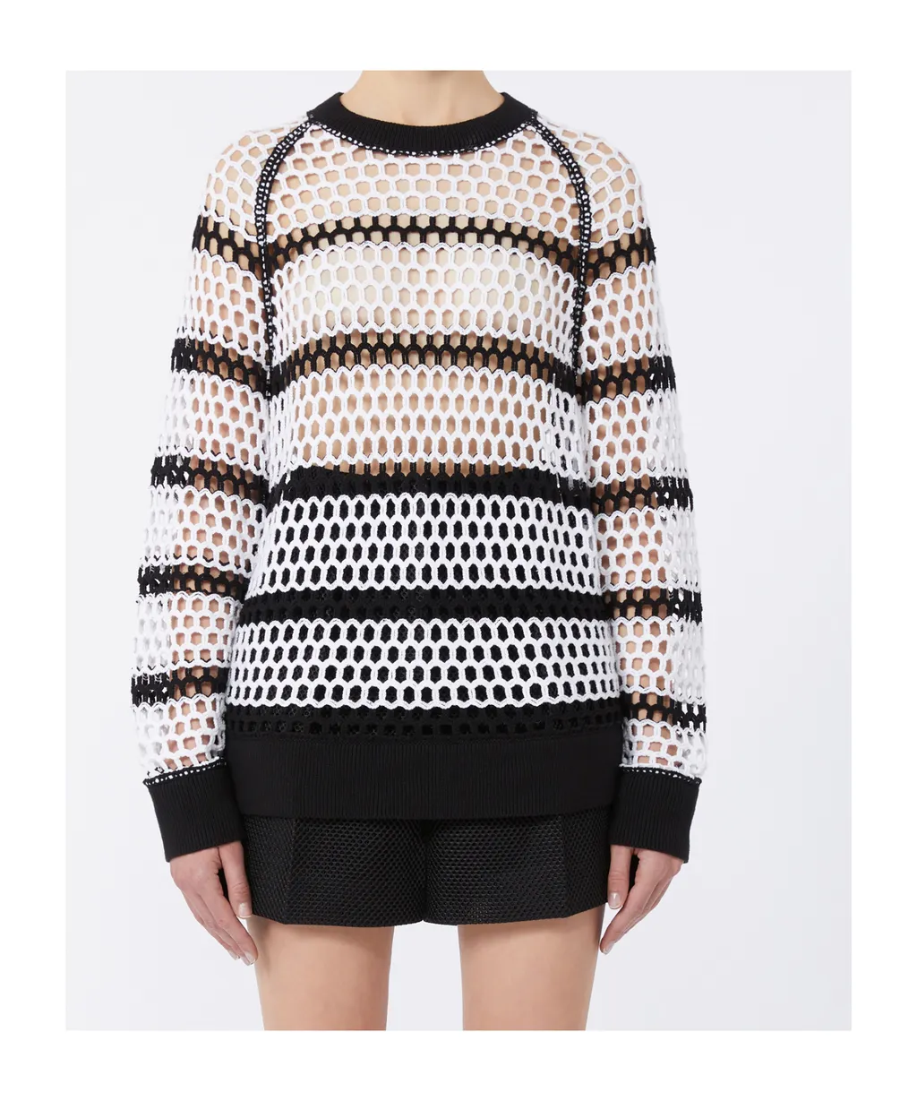 Mesh-Knit Cotton Sweater