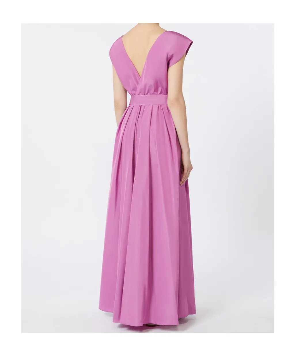 Long Taffeta Dress With Belt