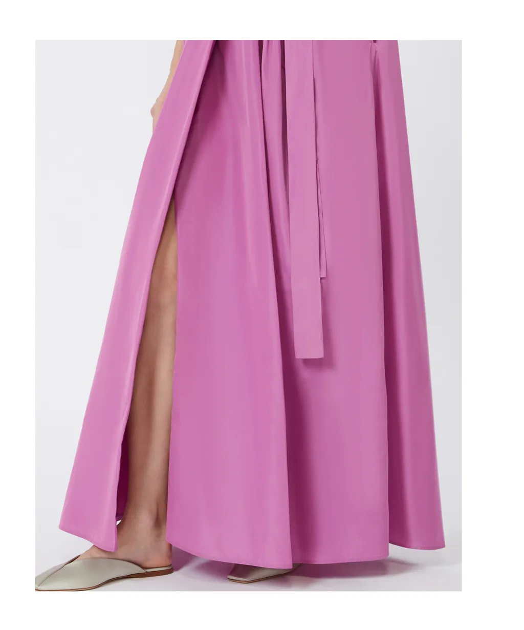 Long Taffeta Dress With Belt