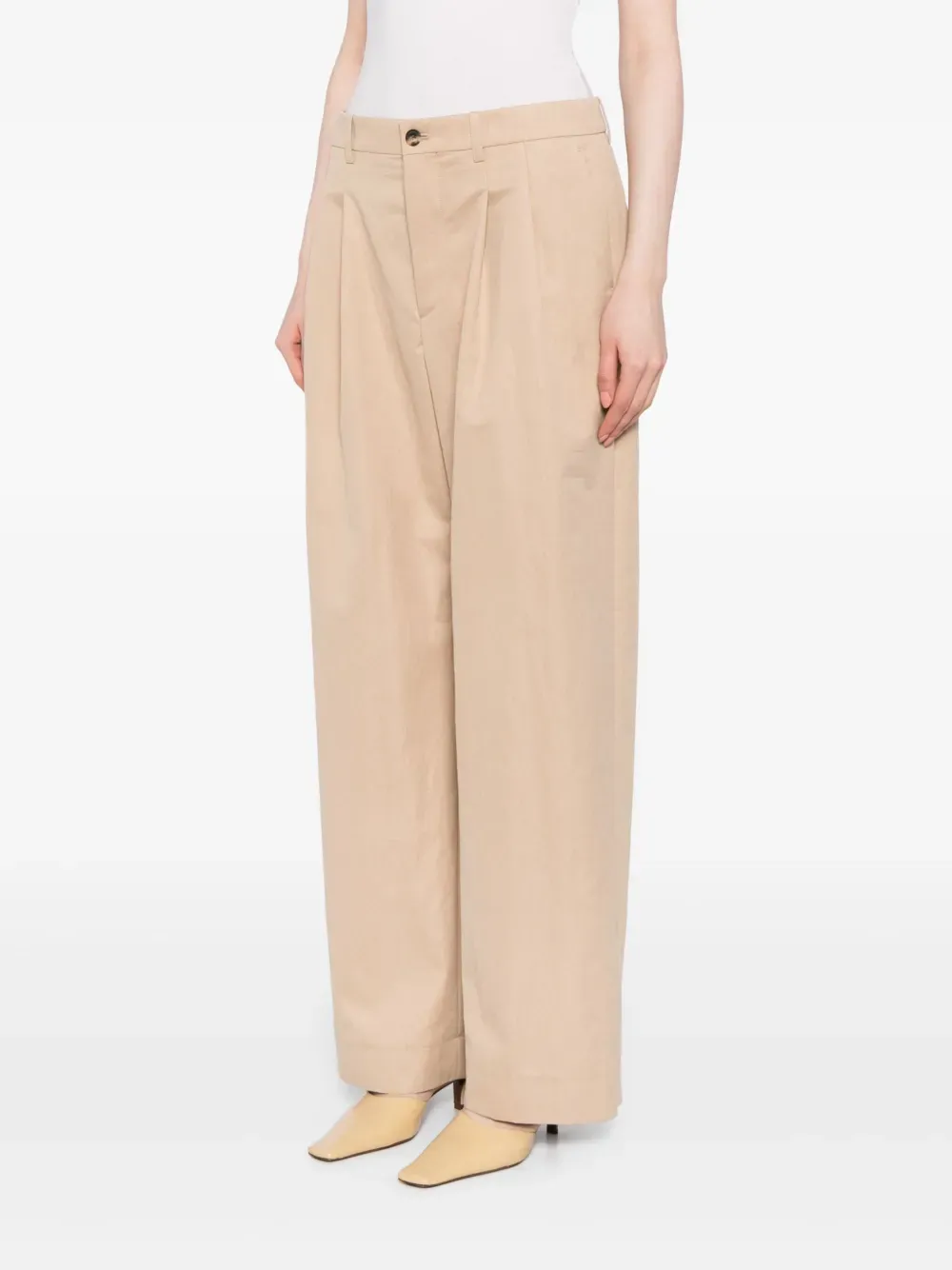 Wide-Leg Pleated Track Pants