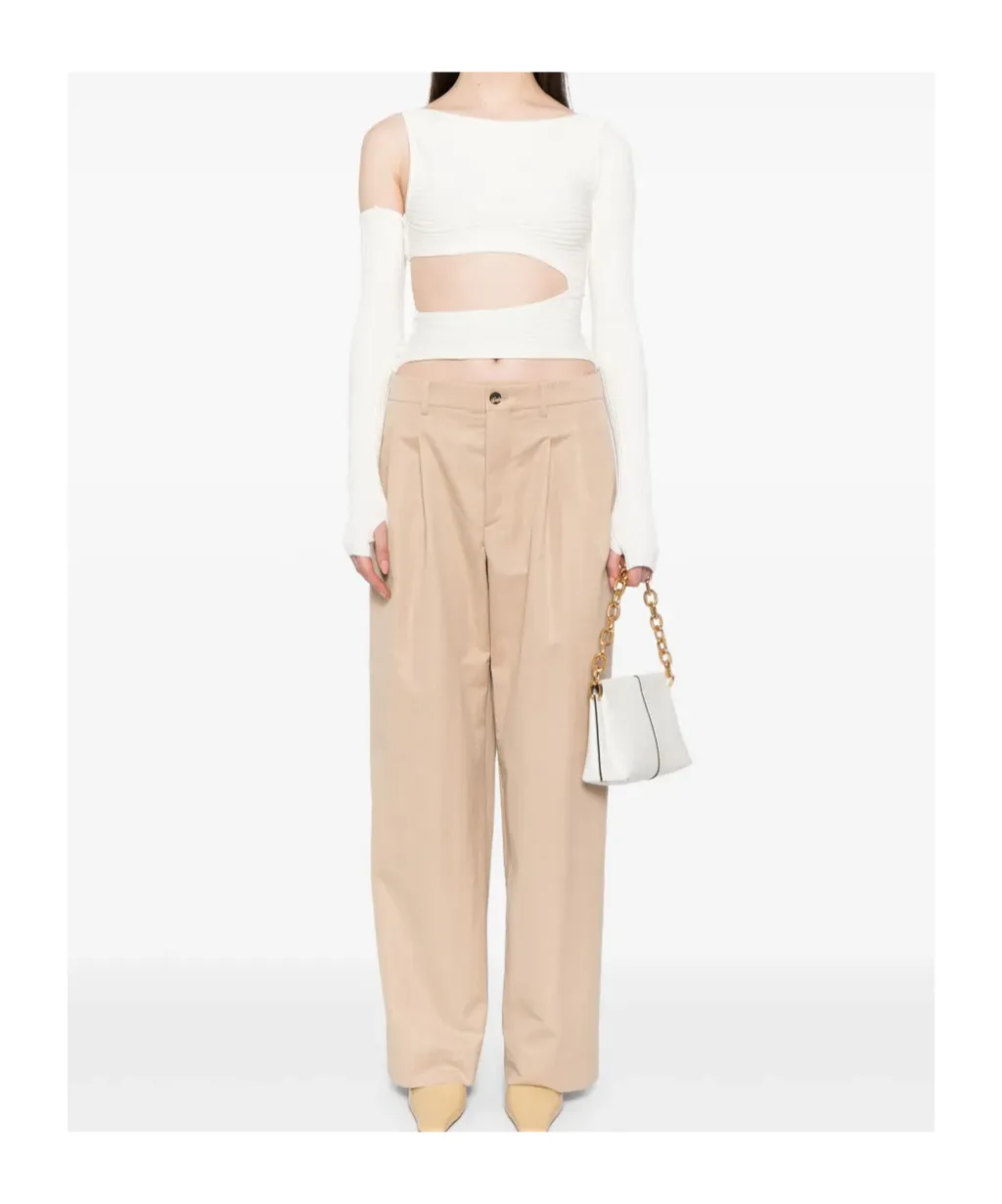 Wide-Leg Pleated Track Pants