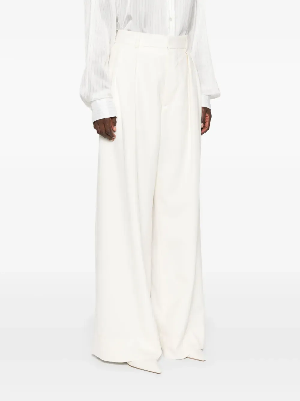 Embossed Wide-Leg Casual Pants