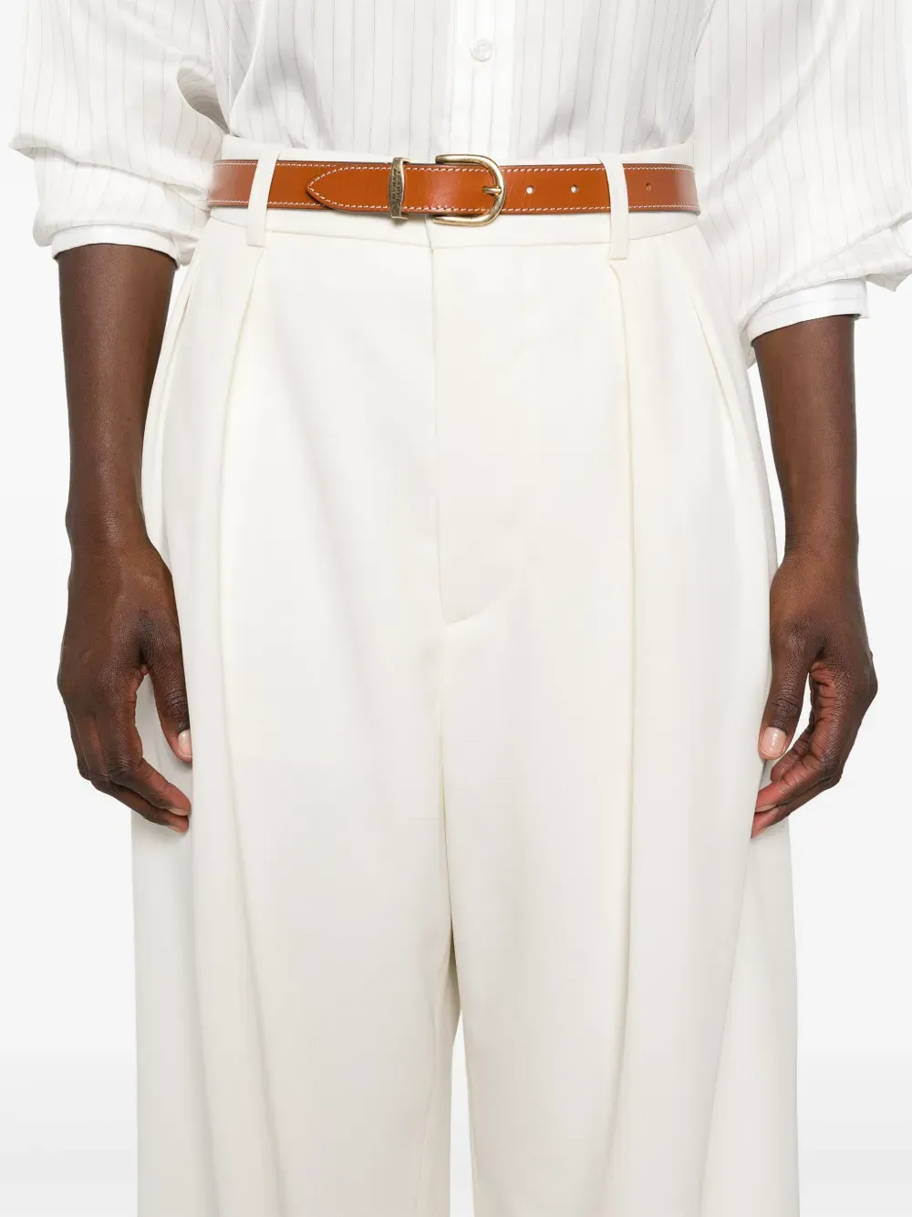 Embossed Wide-Leg Casual Pants