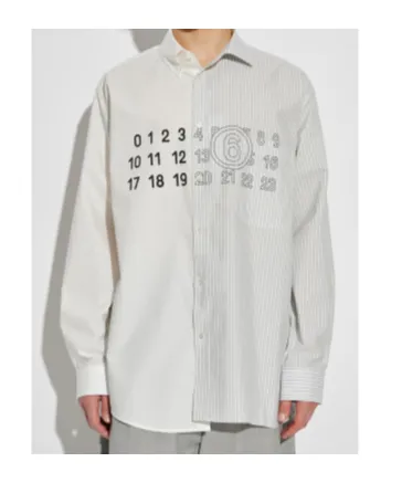 Mm6 Maison Margiela Panelled Stripe Detailed Long-Sleeve Shirt