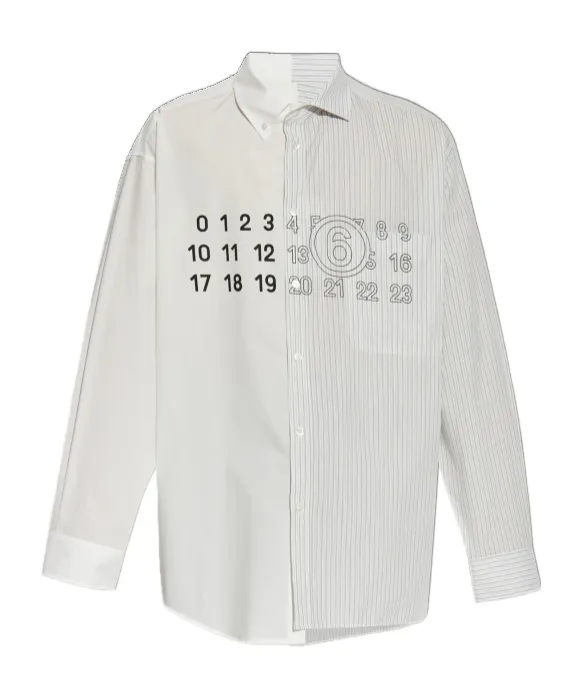 Mm6 Maison Margiela Panelled Stripe Detailed Long-Sleeve Shirt
