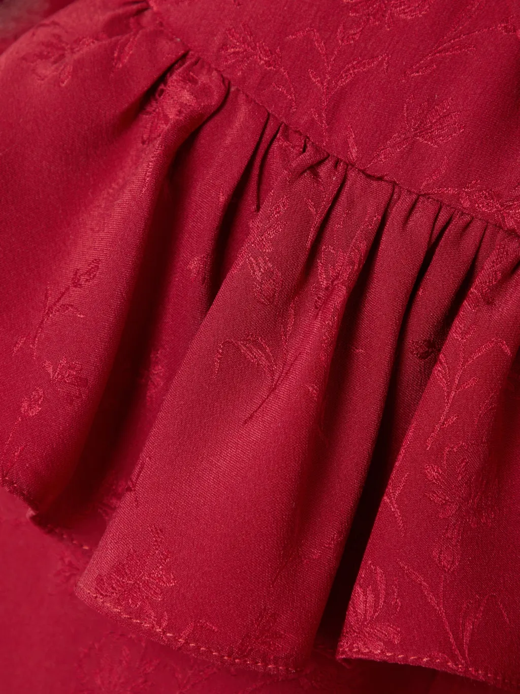 Stand-Collar Ruffled Blouse