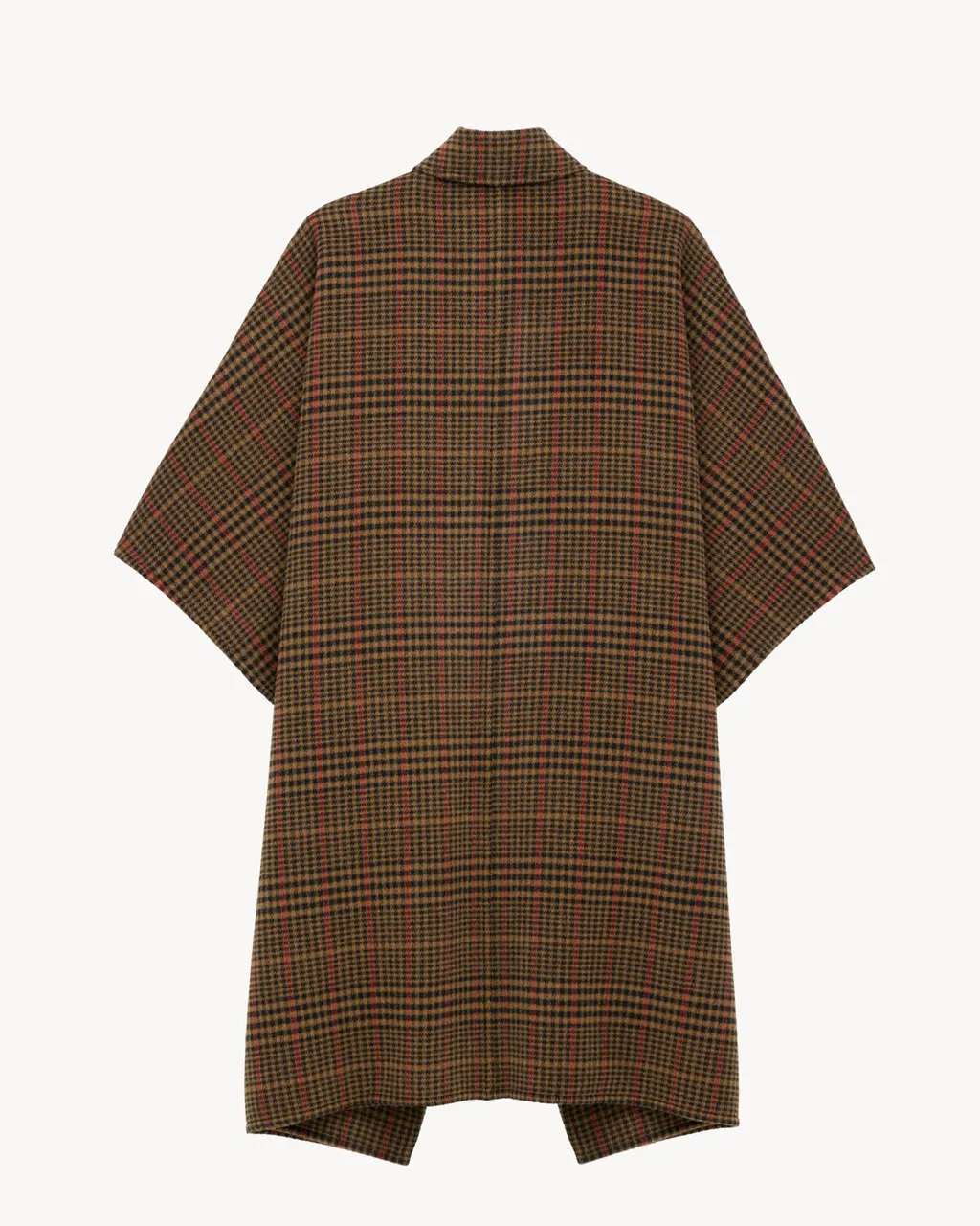 Saint Laurent Plaid Short-Sleeved Cape