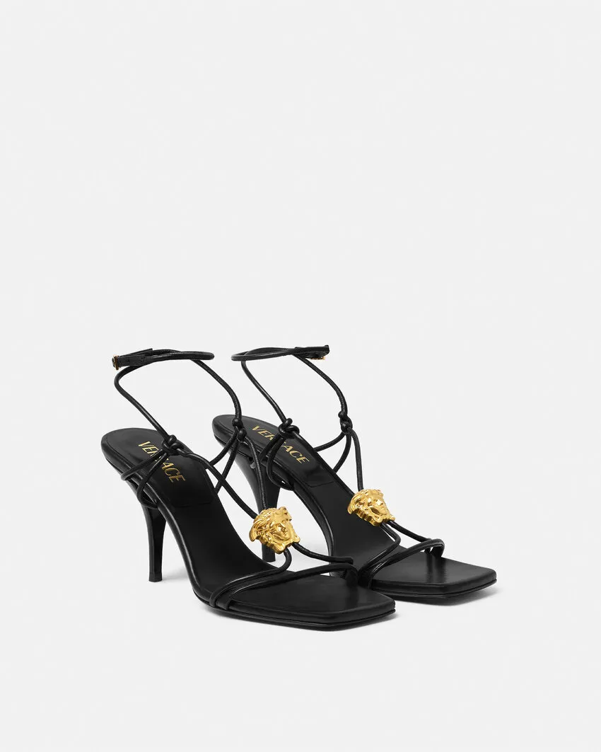 Versace Square-Toe Heeled Sandals