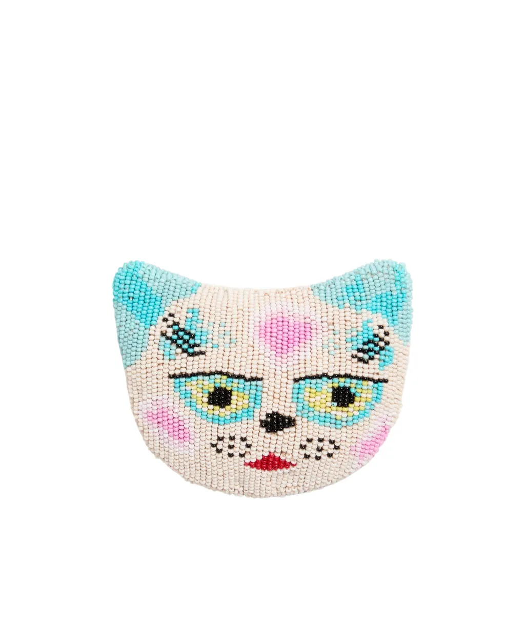 Le Chat De La Maison Brooch In Jacquard Fabric With Resin Bead Embroidery