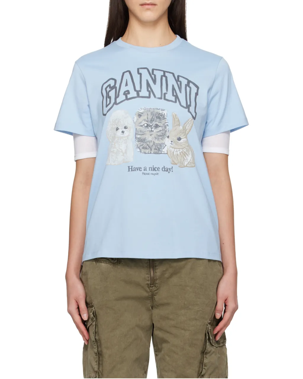 Ganni Animal Printed T-Shirt