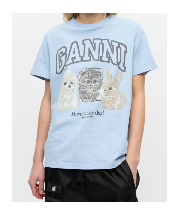 Ganni Animal Printed T-Shirt