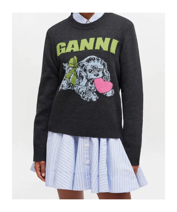 Dark Grey Puppy Wool Jumper