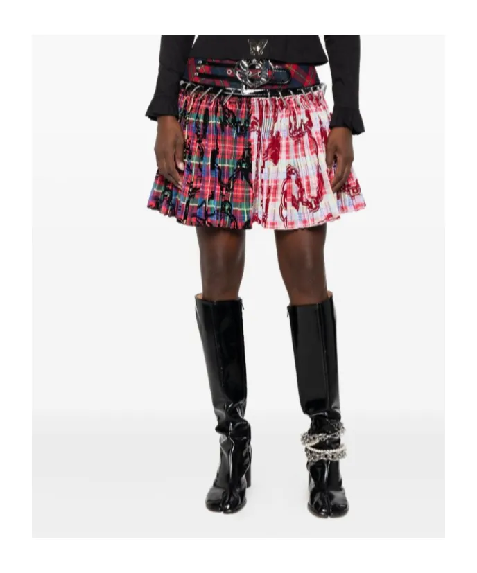 Pleated Mini Skirt With Carabiner Detail