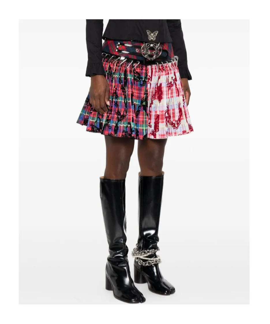 Pleated Mini Skirt With Carabiner Detail