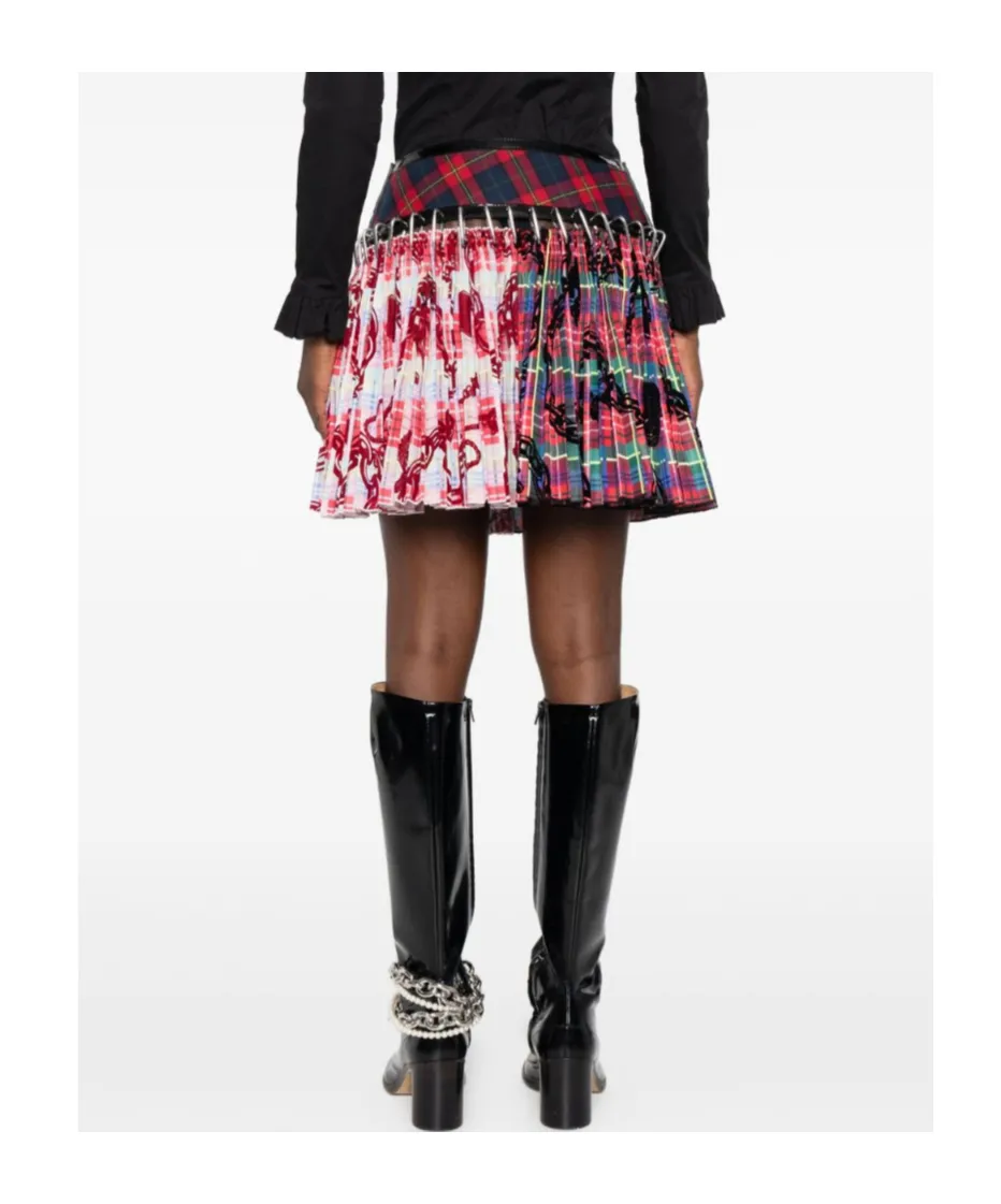 Pleated Mini Skirt With Carabiner Detail
