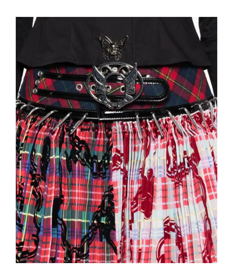 Pleated Mini Skirt With Carabiner Detail