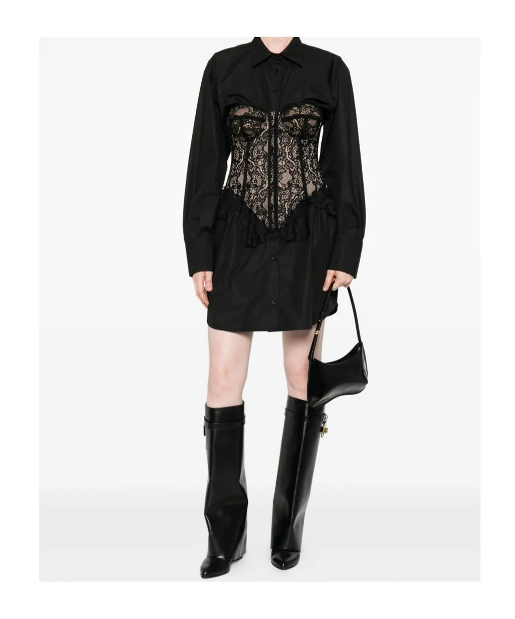 Lace-Corset Shirt Mini Dress