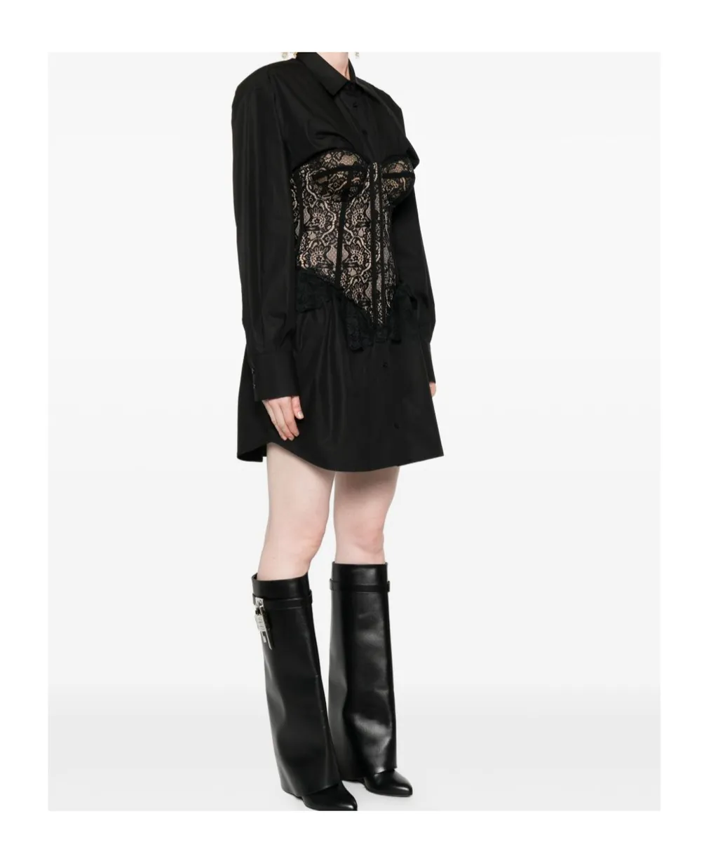 Lace-Corset Shirt Mini Dress