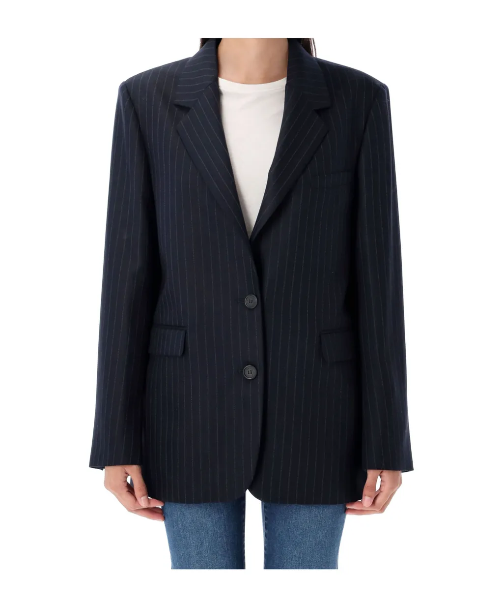 Pinstripe Single-Breasted Blazer