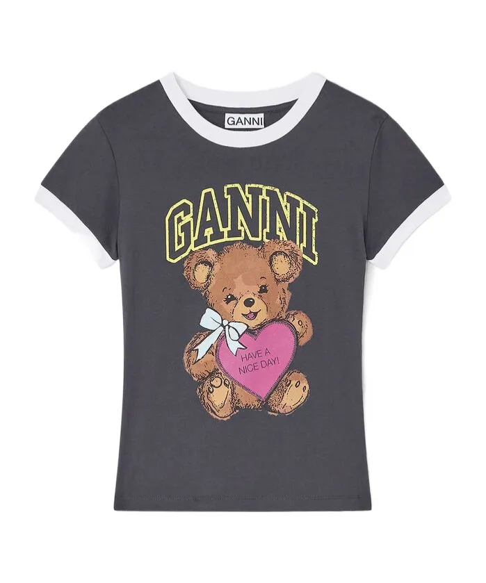 Black Cropped Teddy T-Shirt