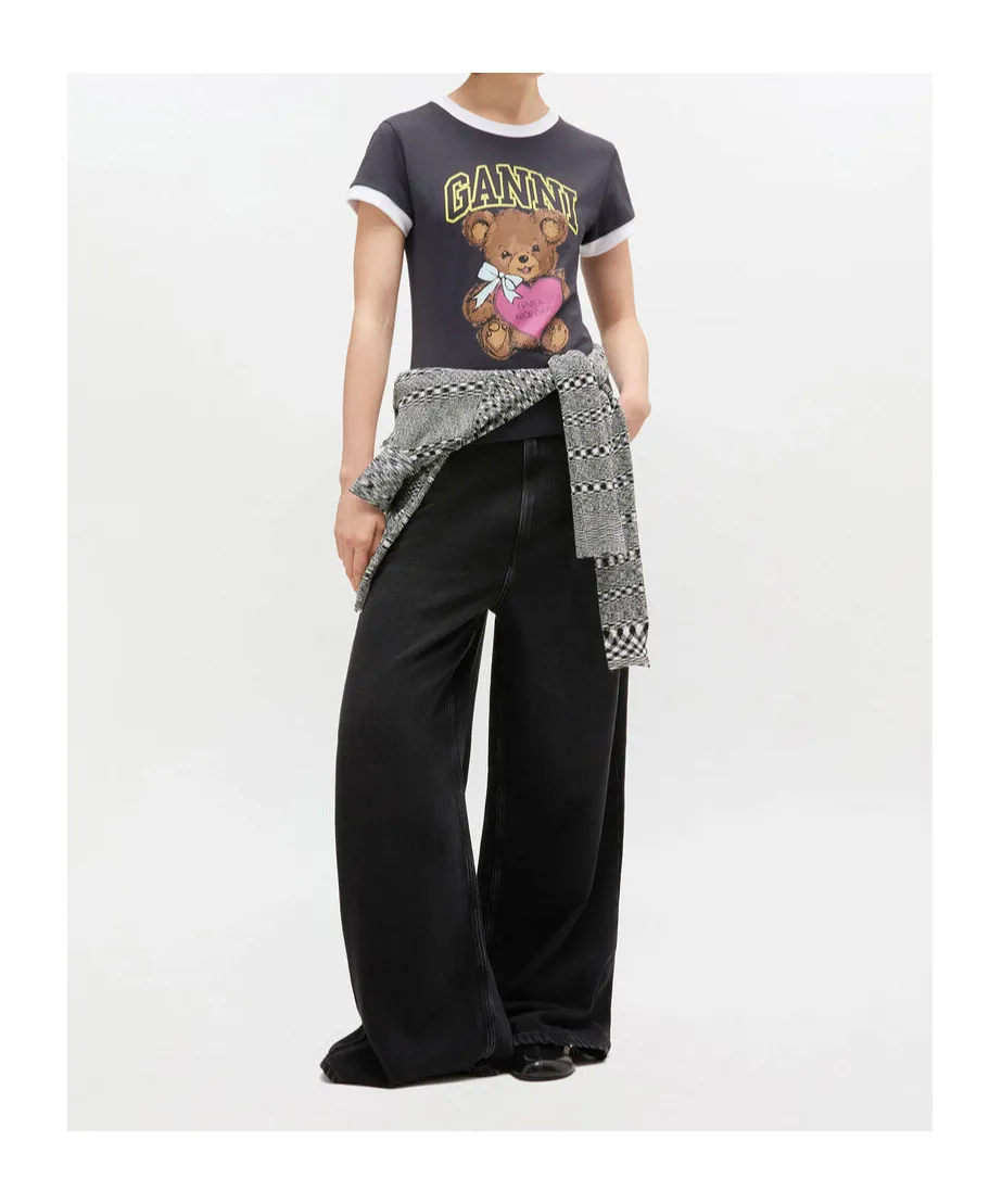 Black Cropped Teddy T-Shirt