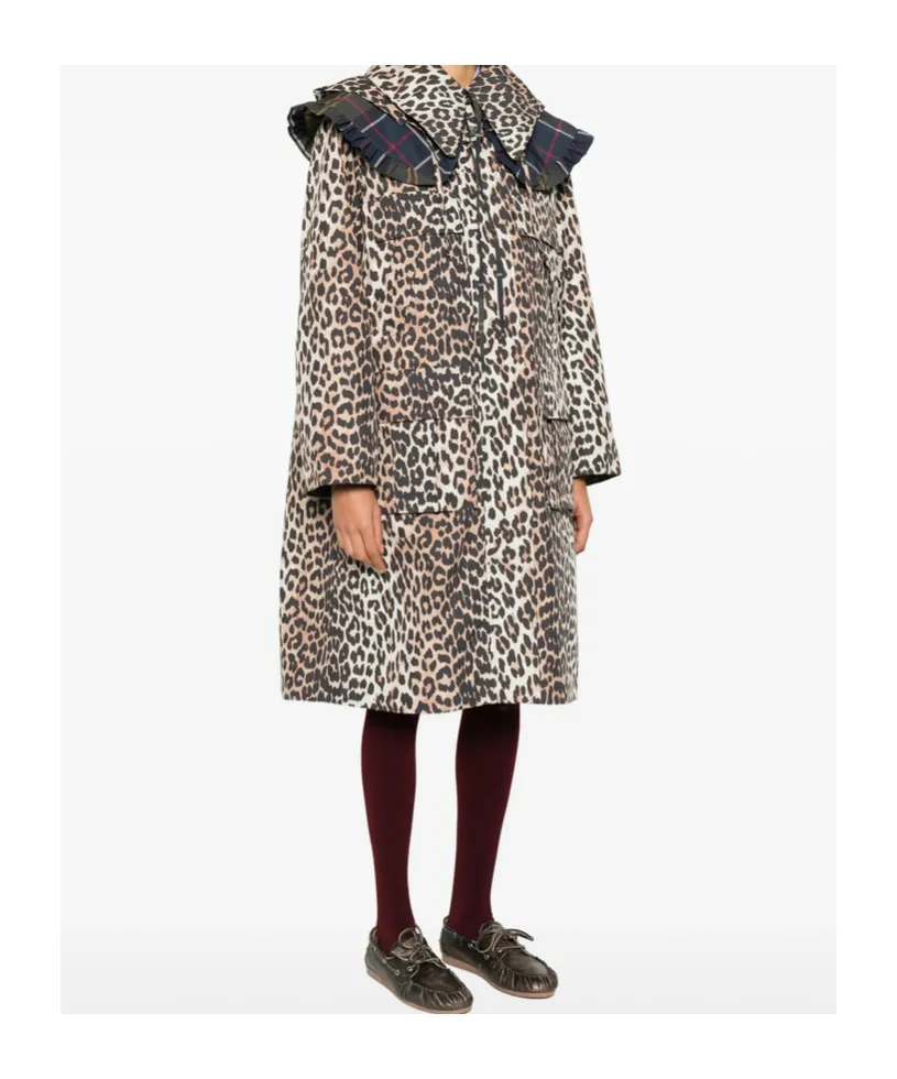 Xbarbour Xganni Leopard Print Hooded Coat