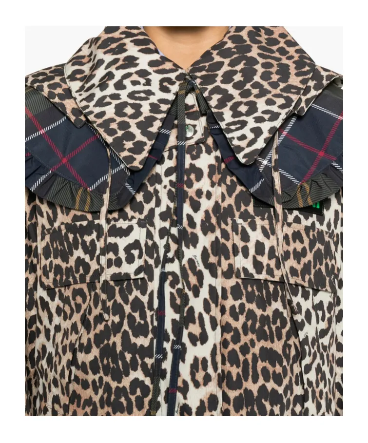 Xbarbour Xganni Leopard Print Hooded Coat